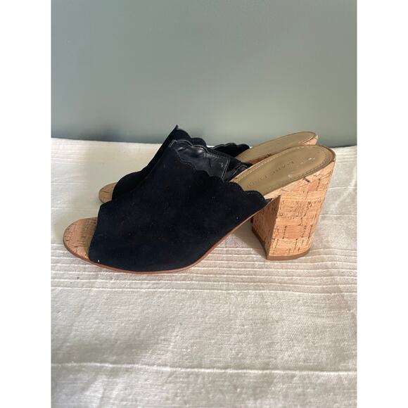 Marc Fisher Pomme Black Leather Suede Mule Block Heel With open Toe. Sz 8. - Picture 4 of 7